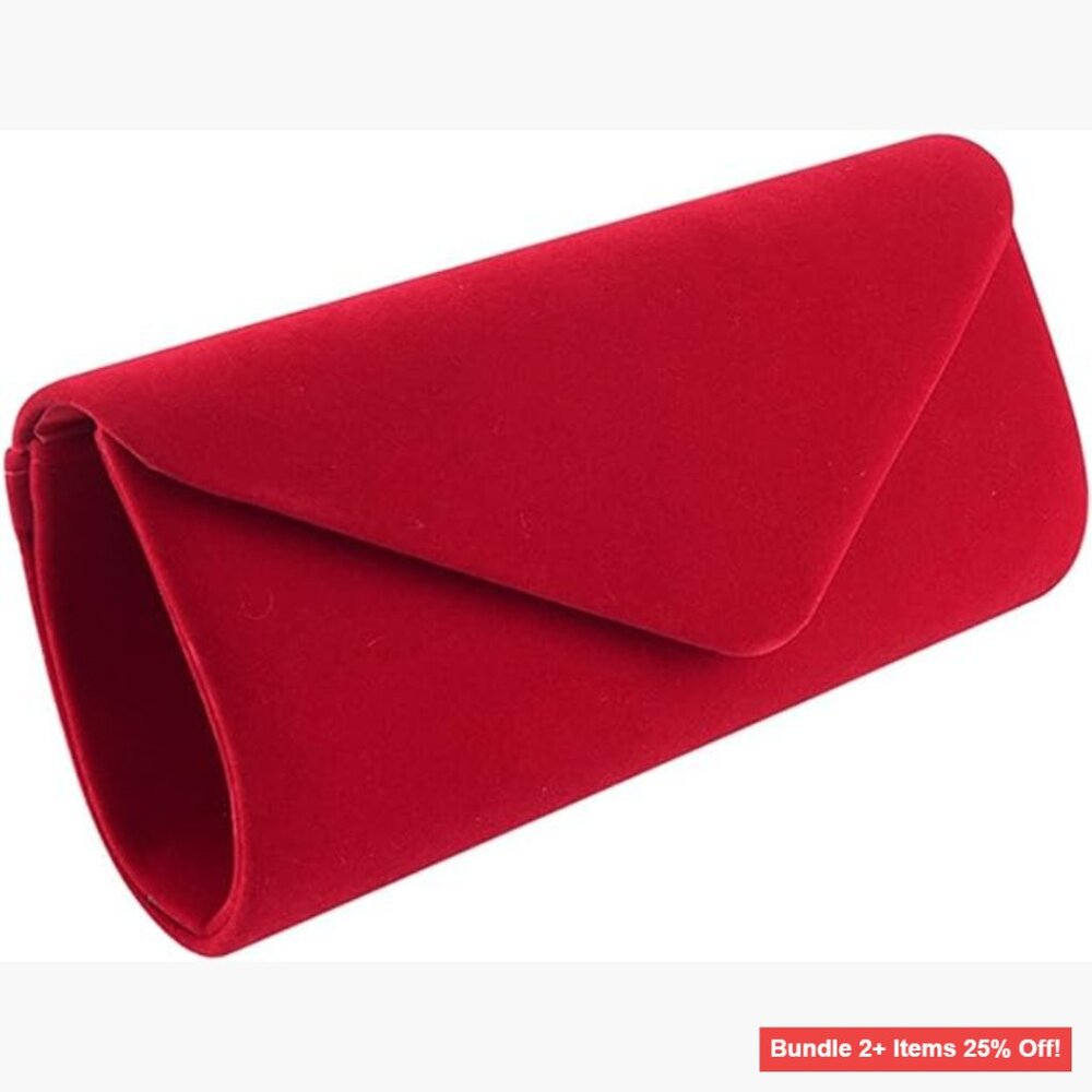 Velvet Clutch Purse with Detachable Chain Strap for Evening Events